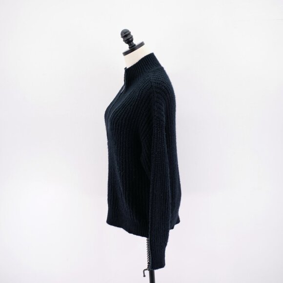 Gap Medium Black Cable Knit 1/2 Zip Sweater Cotton Polyester Acrylic Long Sleeve - Picture 4 of 9